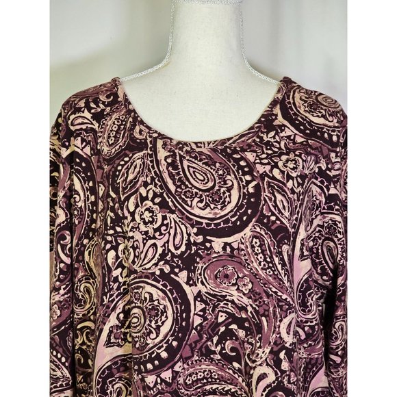 Denim & Company Women's Tunic Top, Size XL, Round Neck Paisley Print - Picture 2 of 6